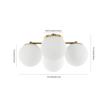 Orly 18" Bohemian Farmhouse Iron/Frosted Glass LED Semi Flush Mount - JONATHAN Y